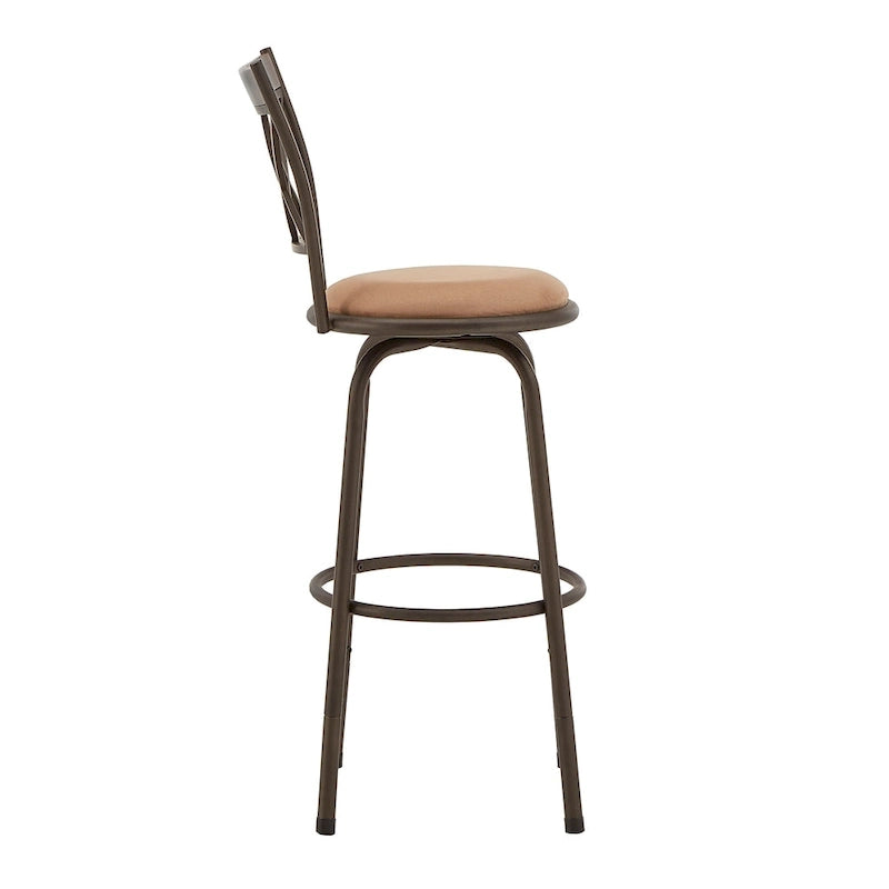 Tabourets Verona réglables, dossier en X, finition bronze, garniture en métal et bois, lot de 3, par iNSPIRE Q Classic