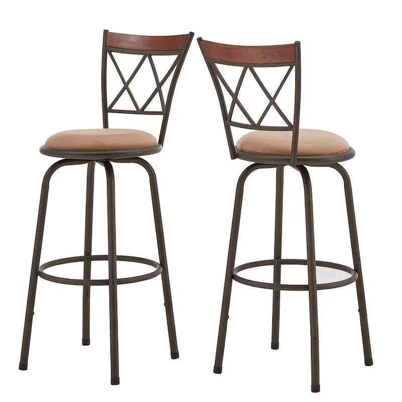 Tabourets Verona réglables, dossier en X, finition bronze, garniture en métal et bois, lot de 3, par iNSPIRE Q Classic