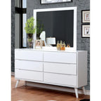 Ensemble commode 2 pièces à 6 tiroirs et miroir Fopp Mid-Century Modern de Furniture of America