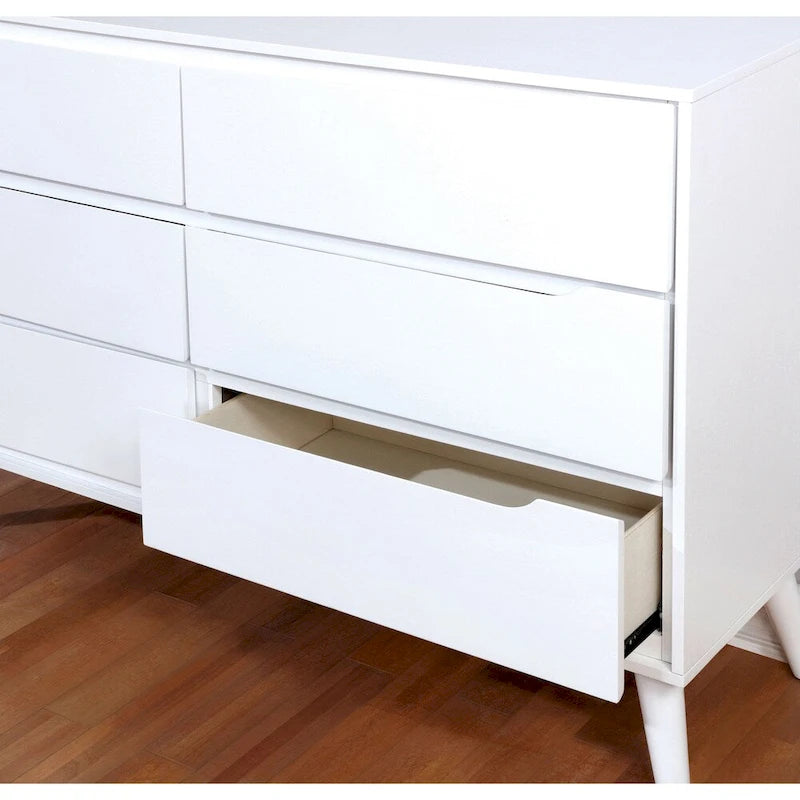 Ensemble commode 2 pièces à 6 tiroirs et miroir Fopp Mid-Century Modern de Furniture of America
