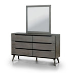 Ensemble commode 2 pièces à 6 tiroirs et miroir Fopp Mid-Century Modern de Furniture of America