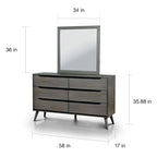 Ensemble commode 2 pièces à 6 tiroirs et miroir Fopp Mid-Century Modern de Furniture of America