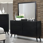 Ensemble commode 2 pièces à 6 tiroirs et miroir Fopp Mid-Century Modern de Furniture of America