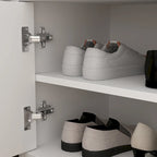 Banc de rangement blanc de 35,8 cm de large avec tiroirs et coussin d'assise rembourré