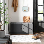 Banc de rangement blanc de 35,8 cm de large avec tiroirs et coussin d'assise rembourré