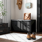 Banc de rangement blanc de 35,8 cm de large avec tiroirs et coussin d'assise rembourré