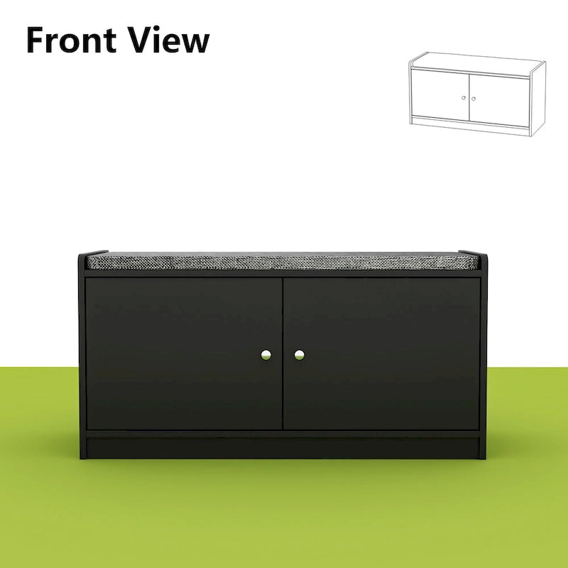 Banc de rangement blanc de 35,8 cm de large avec tiroirs et coussin d'assise rembourré