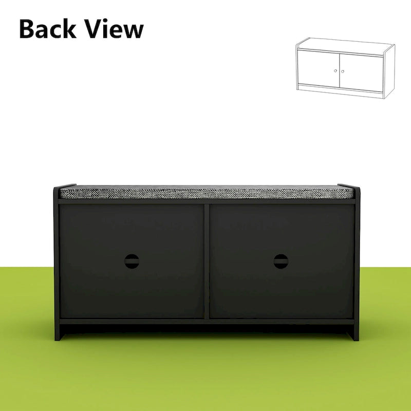 Banc de rangement blanc de 35,8 cm de large avec tiroirs et coussin d'assise rembourré