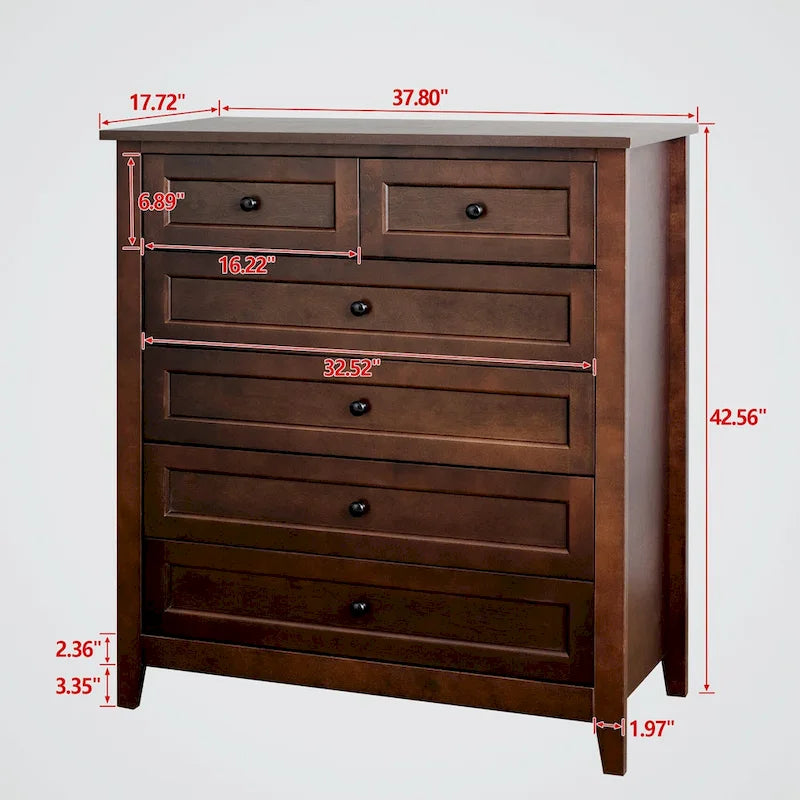 Commode à 6 tiroirs en bois massif peint à la bombe