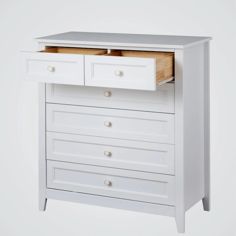 Commode à 6 tiroirs en bois massif peint à la bombe