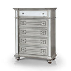 Commode à 5 tiroirs en bois massif couleur champagne Eaen Glam de Furniture of America