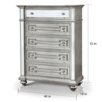 Commode à 5 tiroirs en bois massif couleur champagne Eaen Glam de Furniture of America
