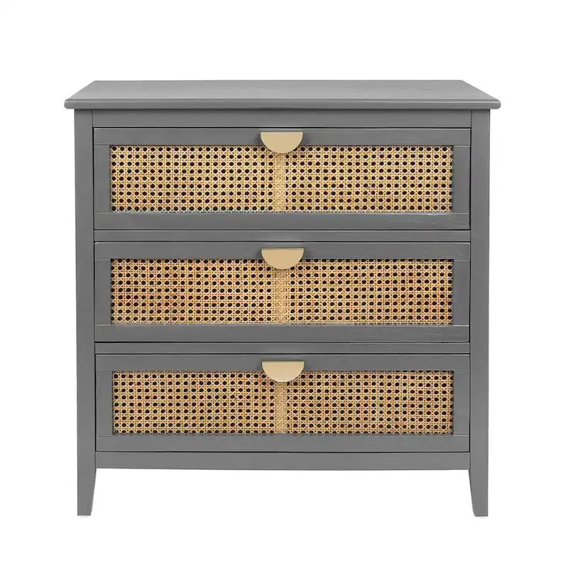 Meuble de rangement en rotin à 3 tiroirs pour chambre ou salon