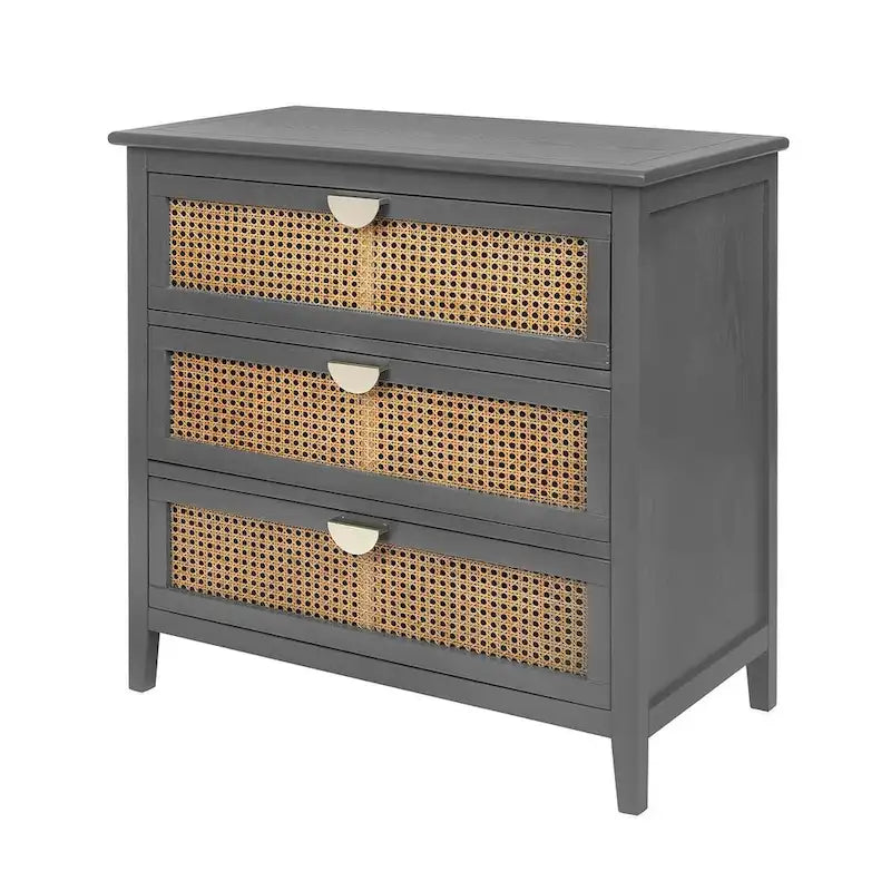 Meuble de rangement en rotin à 3 tiroirs pour chambre ou salon