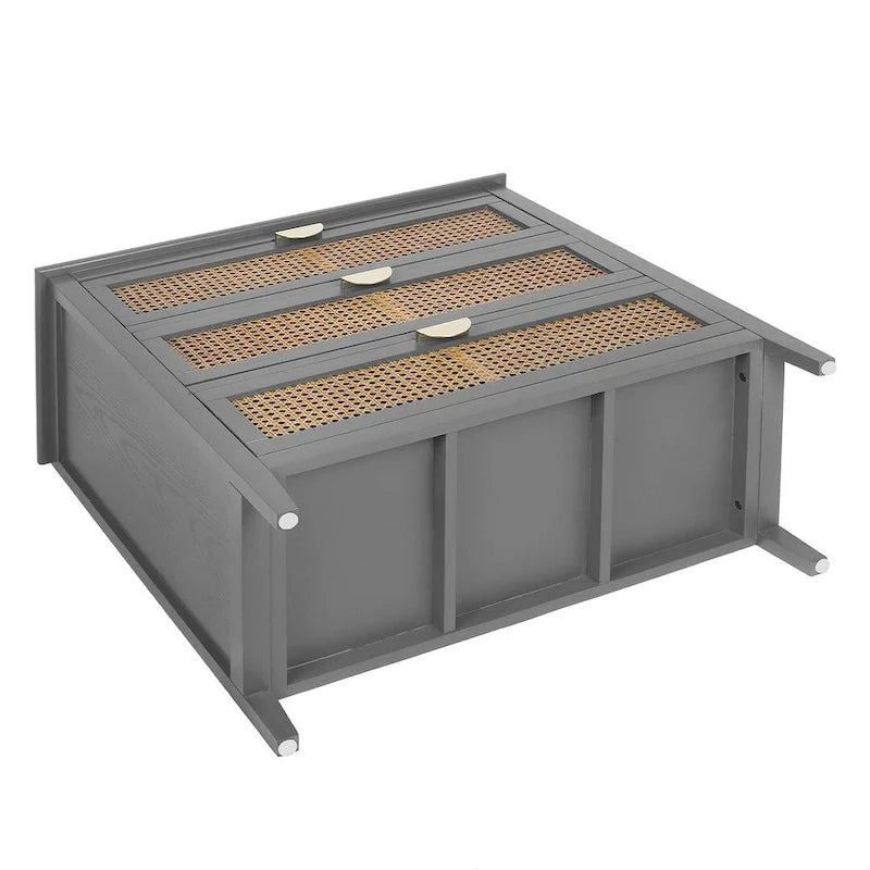 Meuble de rangement en rotin à 3 tiroirs pour chambre ou salon