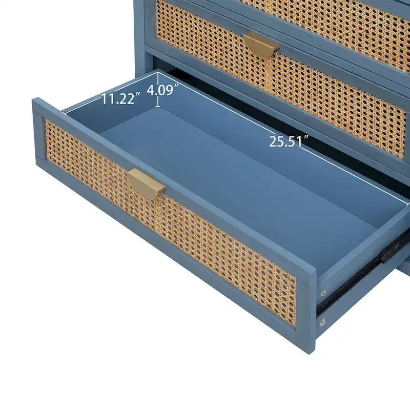 Meuble de rangement en rotin à 3 tiroirs pour chambre ou salon