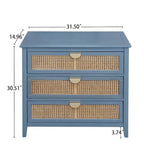 Meuble de rangement en rotin à 3 tiroirs pour chambre ou salon