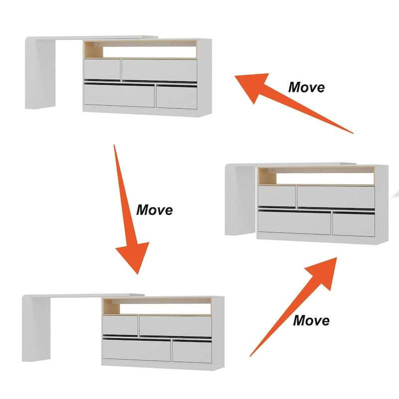 Commode à 4 tiroirs blanche pour chambre à coucher