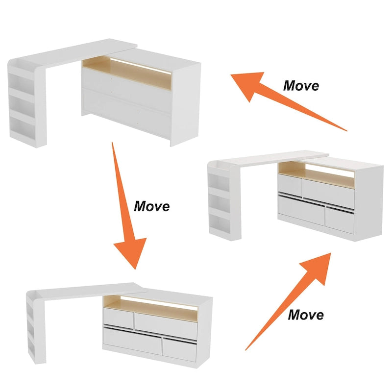 Commode à 4 tiroirs blanche pour chambre à coucher