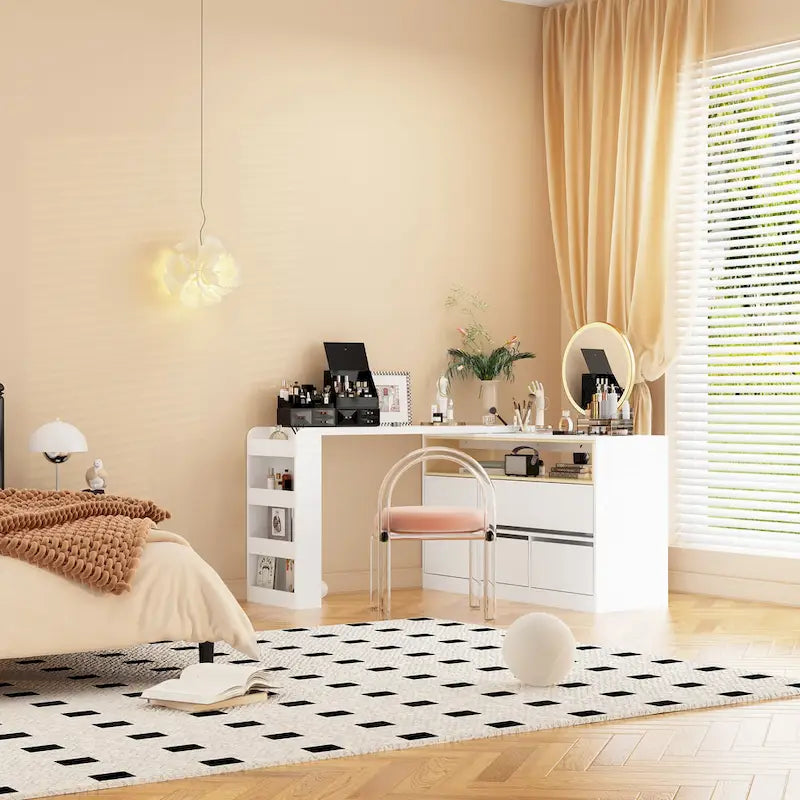 Commode à 4 tiroirs blanche pour chambre à coucher