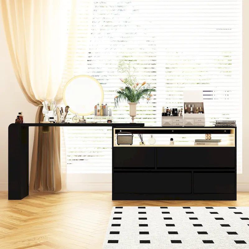 Commode à 4 tiroirs blanche pour chambre à coucher