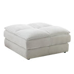 Canapé d'angle modulaire contemporain en tissu capitonné Breton de Roundhill Furniture avec pouf, couleur huître