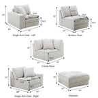 Canapé d'angle modulaire contemporain en tissu capitonné Breton de Roundhill Furniture avec pouf, couleur huître