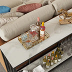 Console moderne à 2 niveaux en pierre frittée robuste