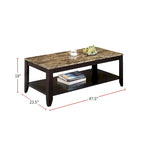 Ensemble de table 3 pièces avec plateau en marbre et noyer