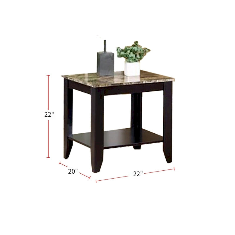 Ensemble de table 3 pièces avec plateau en marbre et noyer