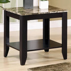 Ensemble de table 3 pièces avec plateau en marbre et noyer