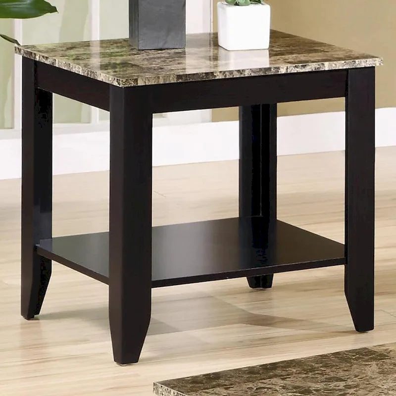 Ensemble de table 3 pièces avec plateau en marbre et noyer