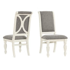 Chaises de salle à manger rembourrées Belleza en bois massif blanc antique de Roundhill Furniture, lot de 2