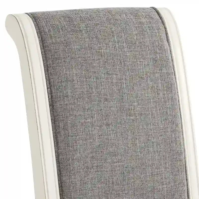 Chaises de salle à manger rembourrées Belleza en bois massif blanc antique de Roundhill Furniture, lot de 2