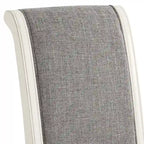 Chaises de salle à manger rembourrées Belleza en bois massif blanc antique de Roundhill Furniture, lot de 2