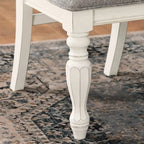 Chaises de salle à manger rembourrées Belleza en bois massif blanc antique de Roundhill Furniture, lot de 2