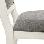 Chaises de salle à manger rembourrées Belleza en bois massif blanc antique de Roundhill Furniture, lot de 2