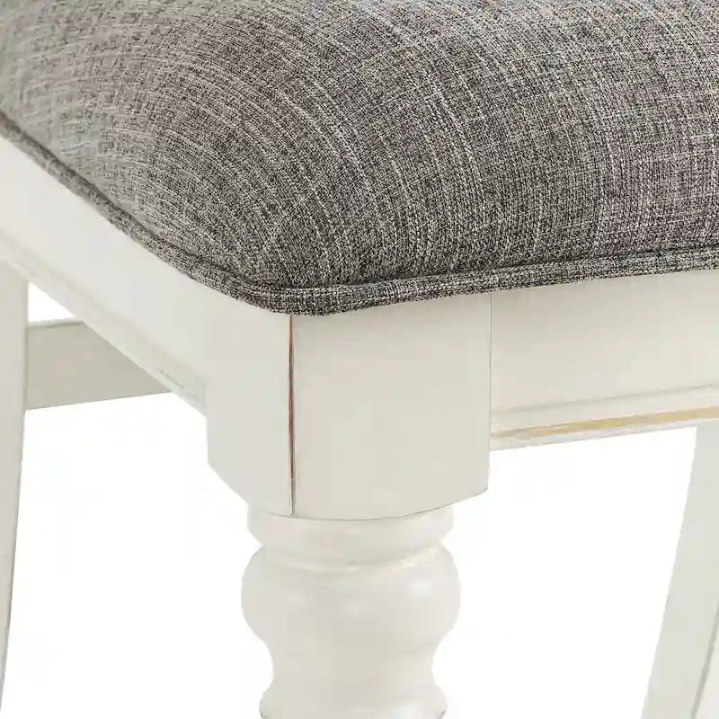 Chaises de salle à manger rembourrées Belleza en bois massif blanc antique de Roundhill Furniture, lot de 2