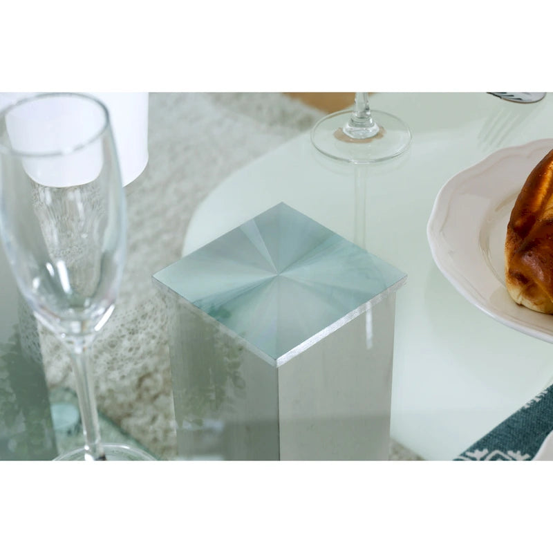 Table de salle à manger Maza 59 pouces en métal argenté et verre de Furniture of America