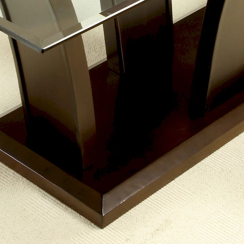 Table de salle à manger contemporaine Bind en merisier avec plateau en verre de 183 cm (72 pouces) de hauteur, de marque Furniture of America
