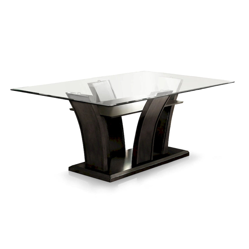 Table de salle à manger contemporaine Bind en merisier avec plateau en verre de 183 cm (72 pouces) de hauteur, de marque Furniture of America