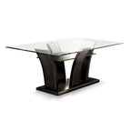 Table de salle à manger contemporaine Bind en merisier avec plateau en verre de 183 cm (72 pouces) de hauteur, de marque Furniture of America