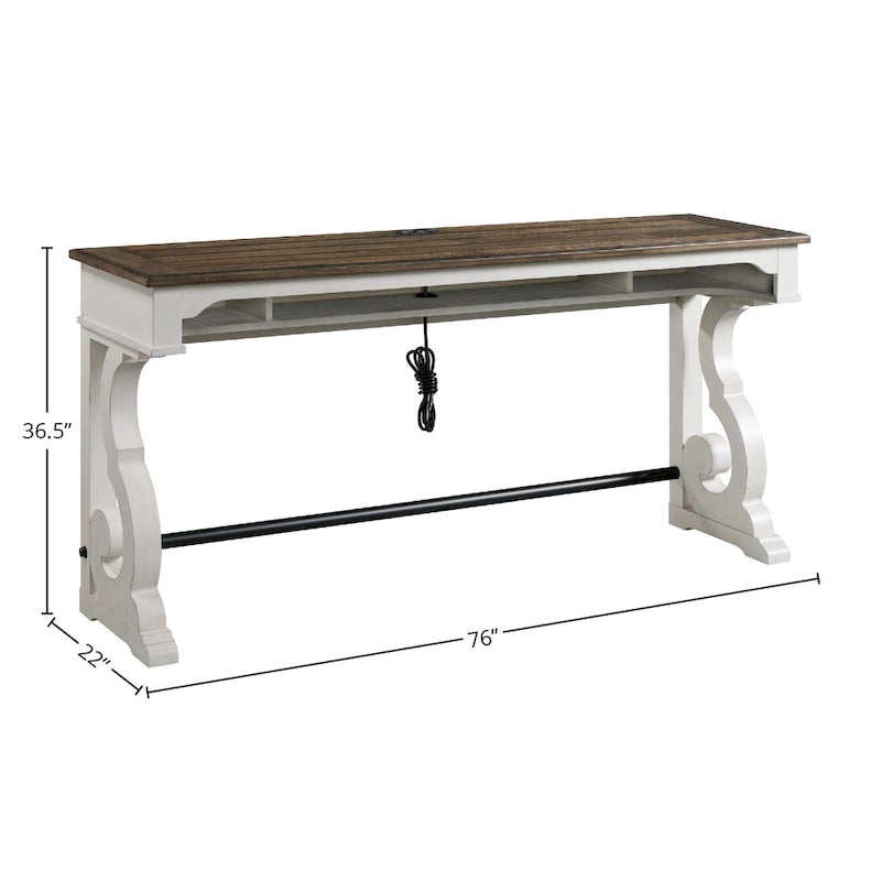 Table basse Drake par Intercon, finition bicolore blanc rustique et chêne français