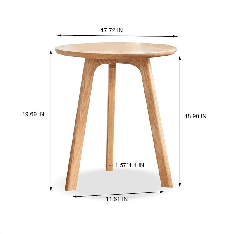Table d'appoint ronde, table basse en chêne massif 100 % naturel