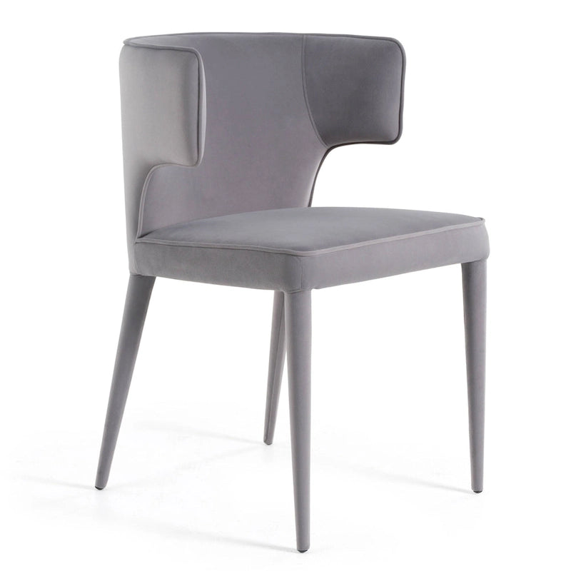 Modrest Lucero Modern Grey Velvet Arm Dining Chair