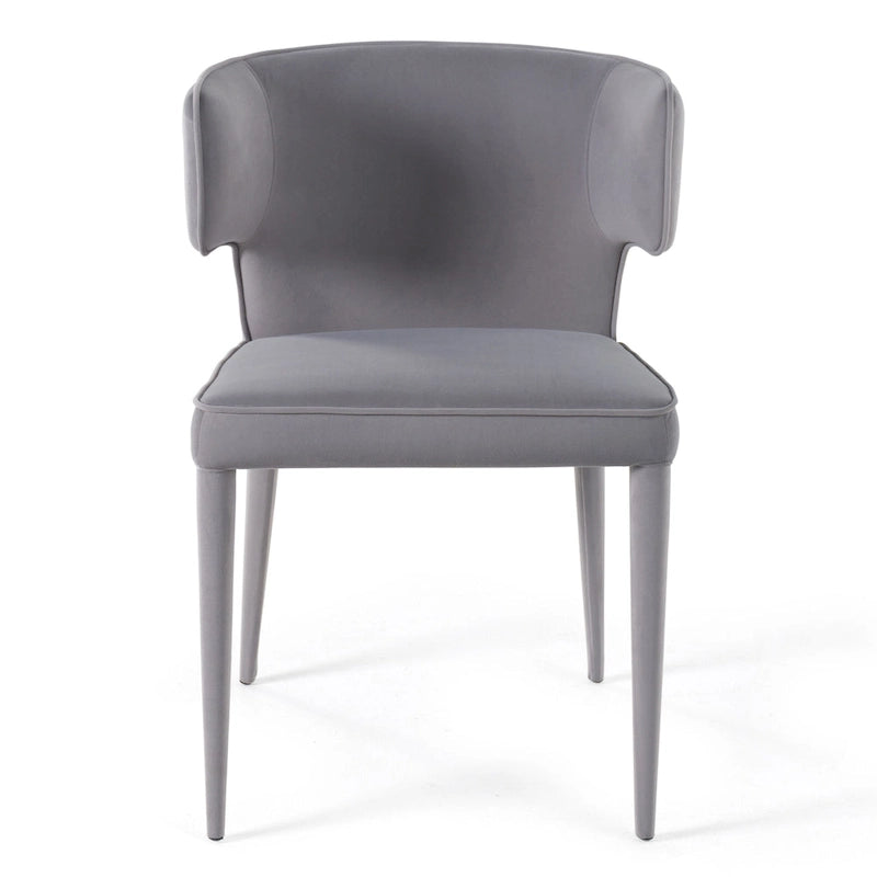 Chaise de salle à manger moderne Modrest Lucero en velours gris avec accoudoirs