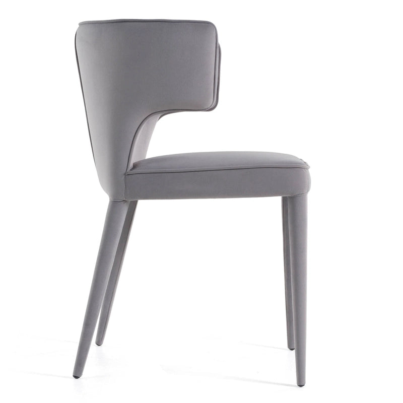 Chaise de salle à manger moderne Modrest Lucero en velours gris avec accoudoirs