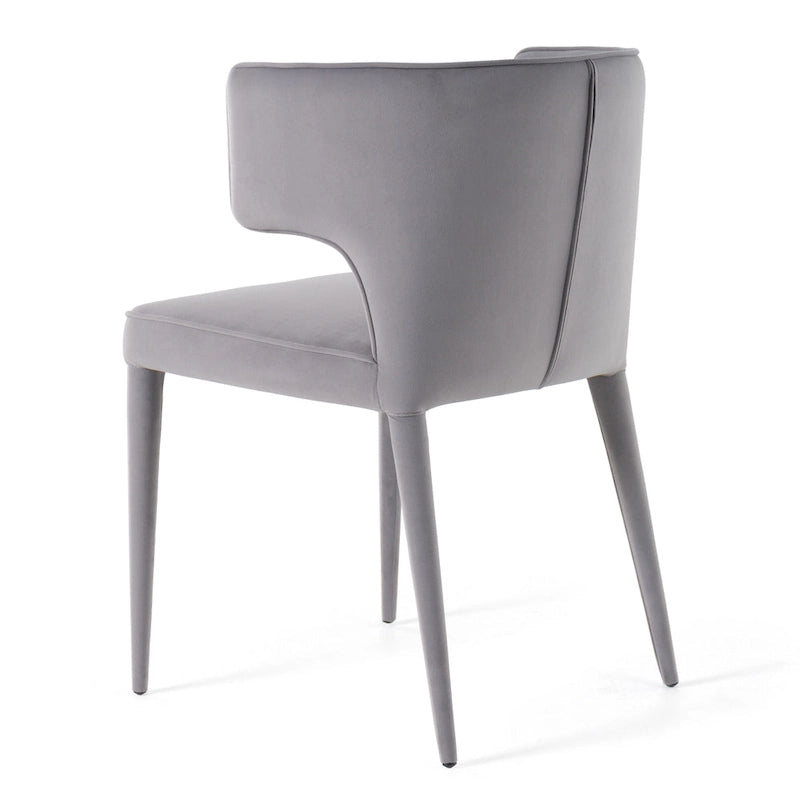 Chaise de salle à manger moderne Modrest Lucero en velours gris avec accoudoirs