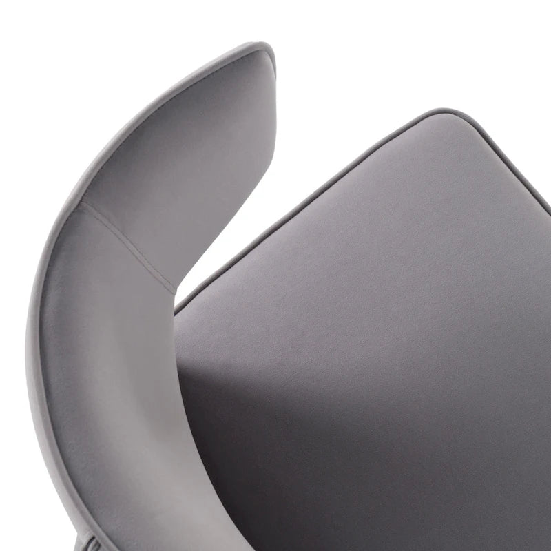 Chaise de salle à manger moderne Modrest Lucero en velours gris avec accoudoirs