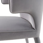 Chaise de salle à manger moderne Modrest Lucero en velours gris avec accoudoirs